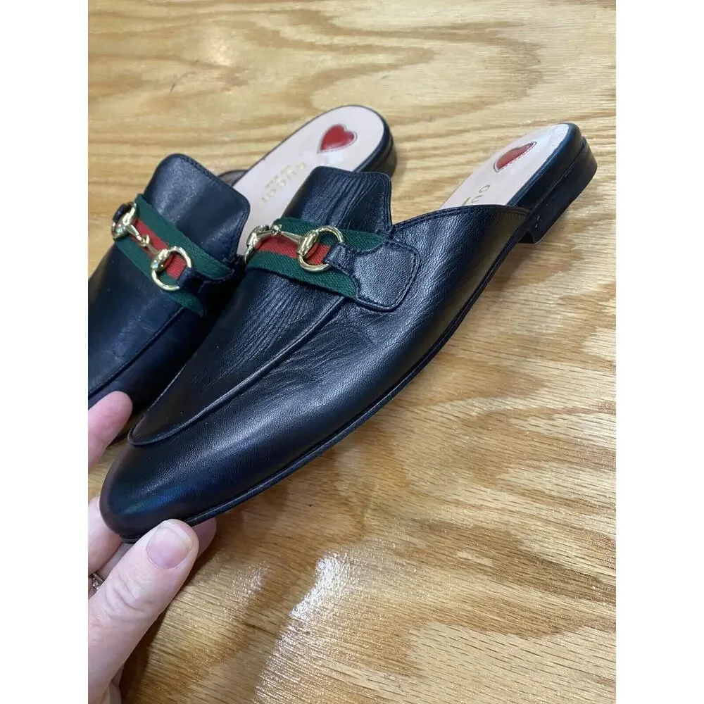 Gucci Princetown Slippers Women's 6.5 Black Leather Slip-On Walking Shoes L1 - Picture 3 of 15